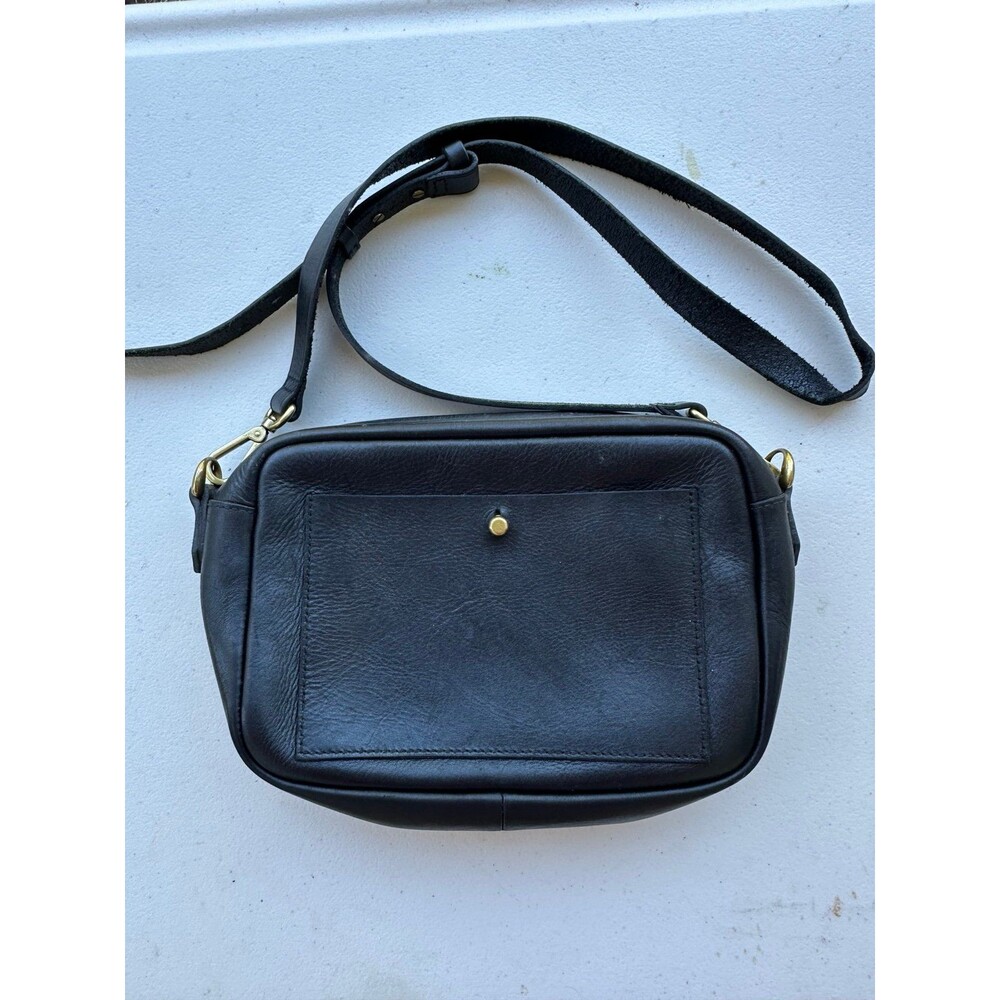 Madewell Black Leather External Slip Pocket Transport Camera Bag
